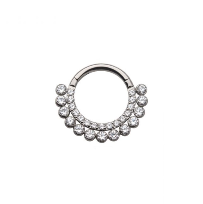 TITANIUM DOUBLE-ROW ZIRCON HINGED RING