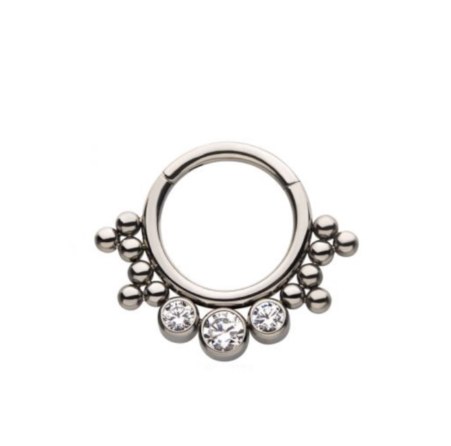 TITANIUM GEMS & BEADS ZIRCON HINGED RING