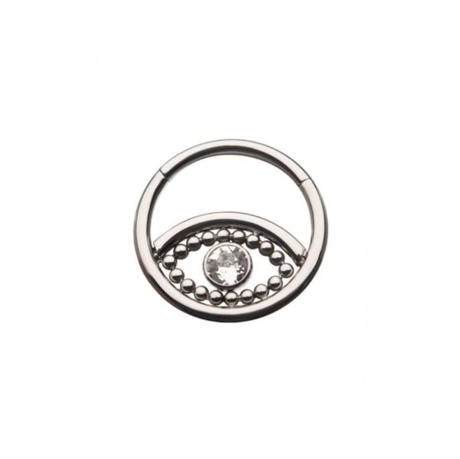 TITANIUM EVIL EYE HINGED RING