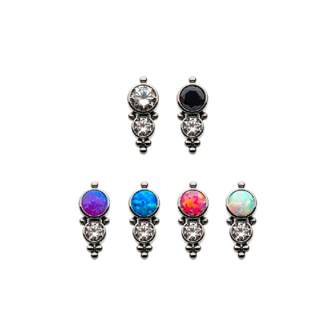 TITANIUM DOUBLE GEM & OPAL-BEAD TOP