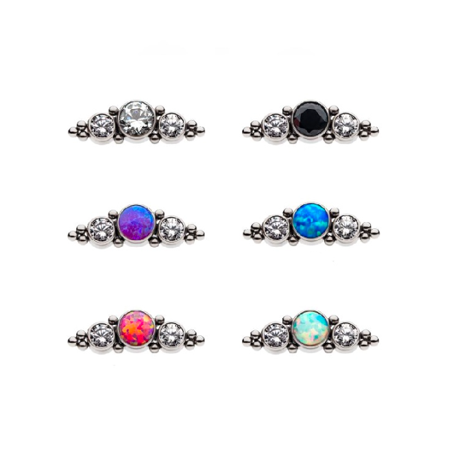 TITANIUM GEM & OPAL-BEAD CLUSTER TOP