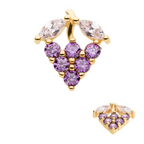 14KT YELLOW GOLD THREADLESS WITH PRONG SET MARQUISE & ROUND CZ GRAPE TOP