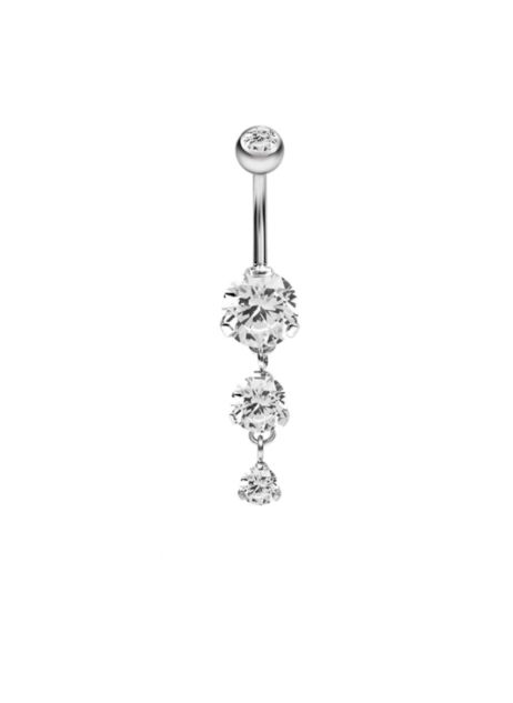 SILVER NAVEL ROUND ZIRCON DANGLE