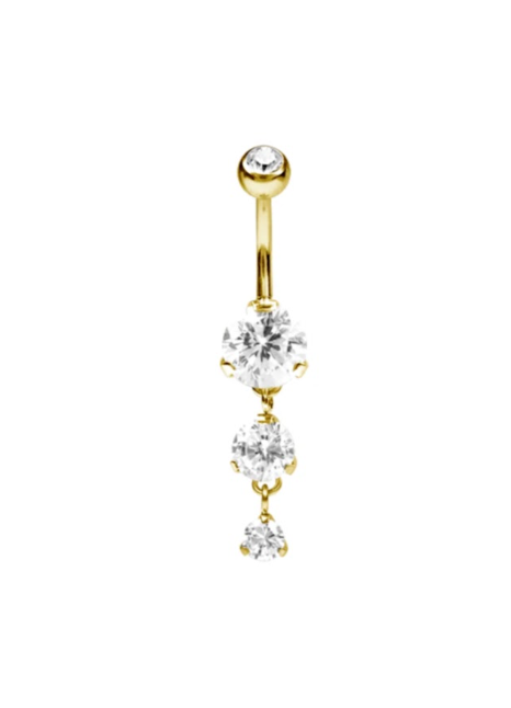 GOLD NAVEL ROUND ZIRCON DANGLE
