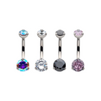 TITANIUM NAVEL SMALL ROUND ZIRCON JEWEL