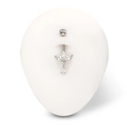 TITANIUM INTERNALLY THREADED TRIPLE MARQUISE GEM FAN NAVEL WITH FLOATING TEARDROP GEM DANGLE