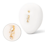 TITANIUM GOLD INTERNALLY THREADED TRIPLE MARQUISE GEM FAN WITH FLOATING ROUND GEM DANGLE NAVEL