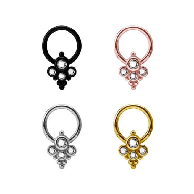 TITANIUM ORNATE ZIRCON CLICKER RING