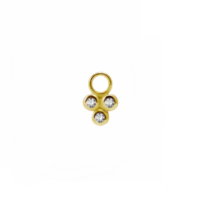 GOLD PVD TRIPLE ZIRCON CHARM