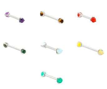 TITANIUM PRONG SET PURPLE OPAL NIPPLE BARBELL