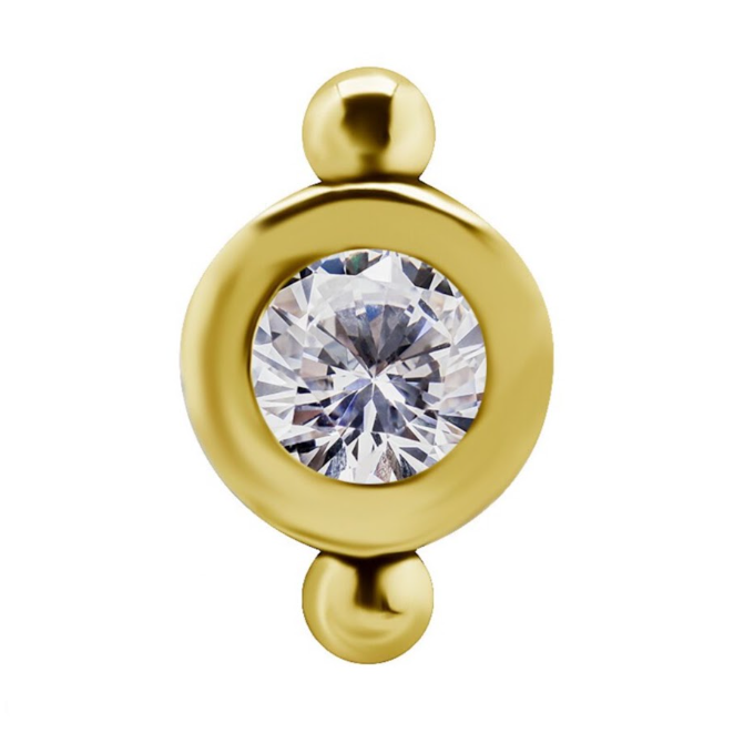 18KT SOLID GOLD ZIRCON BEAD