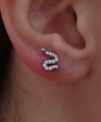 TITANIUM THREADLESS PAVE SET 13 CLEAR CZ SNAKE TOP