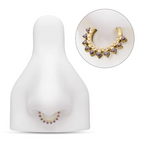 24KT GOLD PVD TITANIUM DOUBLE ROW CZ MULTI-GEM FRONT-FACING HINGED SEGMENT CLICKER