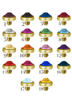 GOLD PVD IMPLANT-GRADE STEEL ZIRCON GEM TOP FOR DERMALS