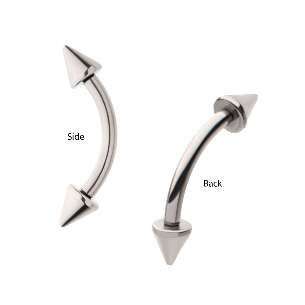 TITANIUM INTERNALLY THREADED SPIKE END CURVED BARBELL