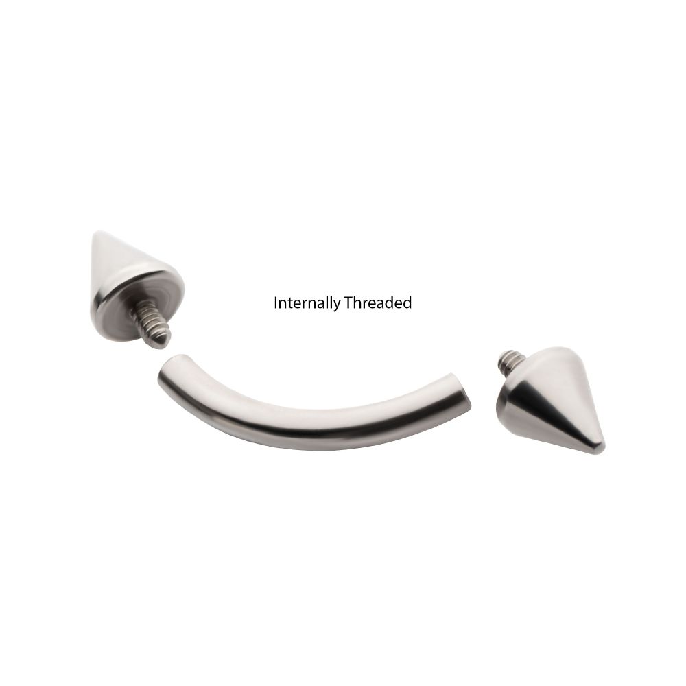 TITANIUM INTERNALLY THREADED SPIKE END CURVED BARBELL