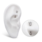 TITANIUM INTERNALLY THREADED TRINITY PRONG SET GEM & BEZEL ROUND GEM FIXED TOP CURVED BARBELL