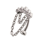 TITANIUM INTERNALLY THREADED 5-CLUSTER PROM GEM FIXED TOP CURVED BARBELL WITH 2 TIER CHAIN DANGLE