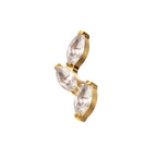 24KT GOLD PVD TITANIUM THREADLESS VINE SHAPE TOP WITH 3-TIER FULL CLEAR CZ GEM MARQUISE