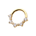 24KT GOLD PVD TITANIUM PRONG SET CLUSTER GEM FRONT FACING HINGED SEGMENT CLICKER
