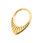 24KT GOLD PVD TITANIUM LINEAR OUTLINE TEARDROP SHAPE FRONT FACING HINGED SEGMENT CLICKER