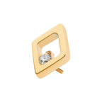 24KT GOLD PVD TITANIUM THREADLESS RHOMBUS SHAPE WITH CLEAR CZ TOP