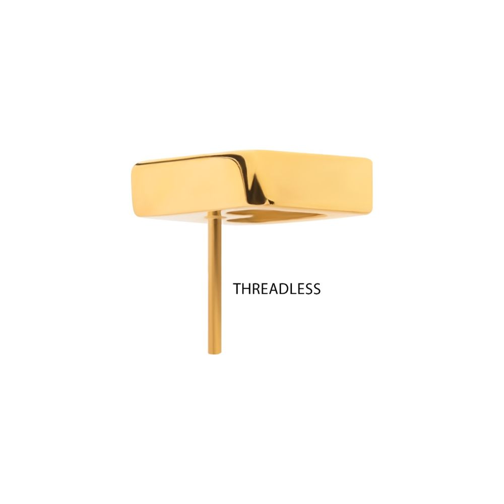 24KT GOLD PVD TITANIUM THREADLESS RHOMBUS SHAPE WITH CLEAR CZ TOP