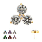 24KT GOLD PVD TITANIUM THREADLESS TRINITY PRONG SET GEM TOP