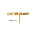 24KT GOLD PVD TITANIUM THREADLESS 5 MARQUISE STAGGERED CLUSTER PRONG GEM TOP