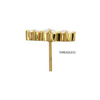24KT GOLD PVD TITANIUM THREADLESS TRIPLE BAGUETTE PRONG SET GEM TOP