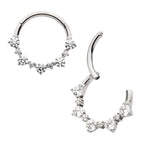 TITANIUM CLUSTERED PRONG SET 1mm AND 2mm ROUND CZ FRONT FACING HINGED SEGMENT CLICKER