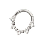 TITANIUM CLUSTERED PRONG SET 1mm AND 2mm ROUND CZ FRONT FACING HINGED SEGMENT CLICKER