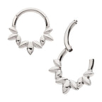 TITANIUM CLUSTERED 3-PETAL FLOWER FACING HINGED SEGMENT CLICKER