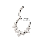 TITANIUM CLUSTERED 3-PETAL FLOWER FACING HINGED SEGMENT CLICKER