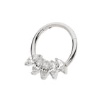 TITANIUM 5-CLUSTER MARQUISE CZ/STONE FRONT FACING HINGED SEGMENT CLICKER