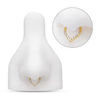 24KT GOLD PVD TITANIUM CNC SET GEM FRONT FACING TEARDROP SHAPE HINGED SEGMENT CLICKER