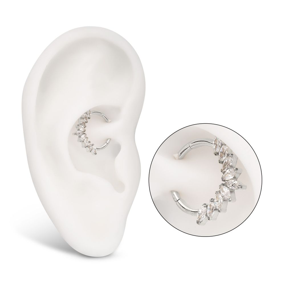 TITANIUM 9 GEM MARQUISE CLUSTER FRONT FACING HINGED SEGMENT CLICKER