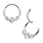 TITANIUM CLUSTERED PRONG SET PRINCESS GEM FRONT FACING HINGED SEGMENT CLICKER