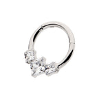 TITANIUM CLUSTERED PRONG SET PRINCESS GEM FRONT FACING HINGED SEGMENT CLICKER