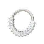 TITANIUM PRONGED BAGUETTE CZ CLUSTER FRONT FACING HINGED SEGMENT CLICKER