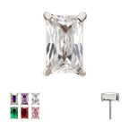 TITANIUM THREADLESS LUXE BAGUETTE PRONG SET GEM TOP