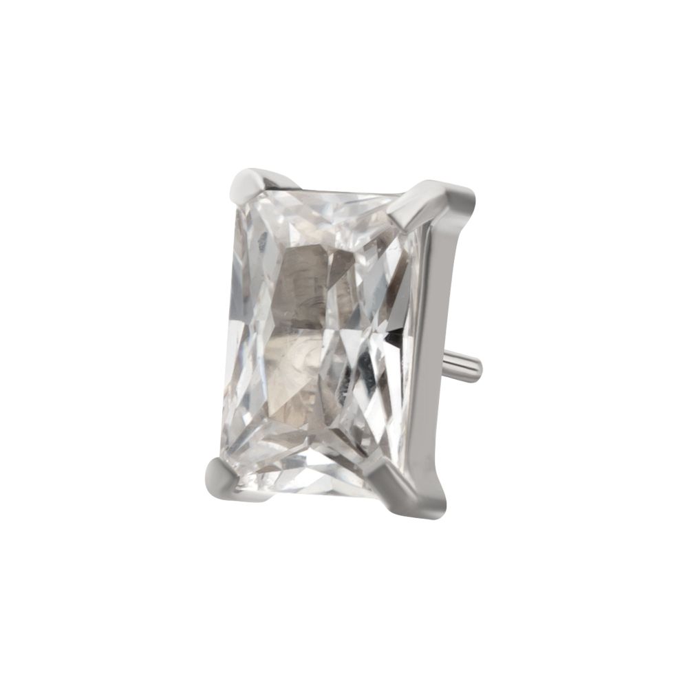 TITANIUM THREADLESS LUXE BAGUETTE PRONG SET GEM TOP