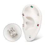 TITANIUM THREADLESS LUXE BAGUETTE PRONG SET GEM TOP