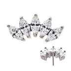 TITANIUM THREADLESS PRONG SET MARQUISE CZ 5-CLUSTER TOP