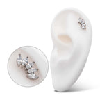 TITANIUM THREADLESS PRONG SET MARQUISE CZ 5-CLUSTER TOP