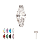TITANIUM THREADLESS DOUBLE V-PRONG 3MM MARQUISE GEM TOP