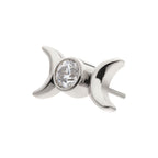 TITANIUM THREADLESS BEZEL SET ROUND GEM TRIPLE MOON PHASE TOP