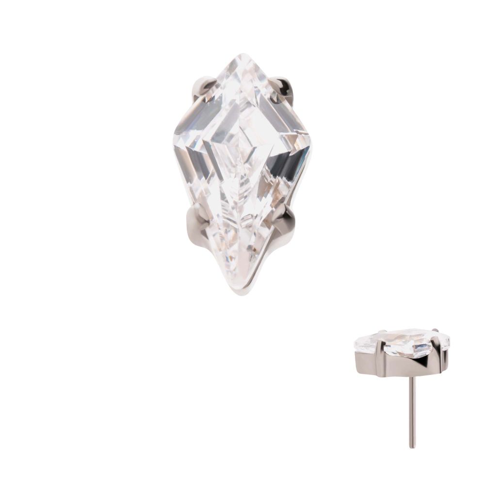 TITANIUM THREADLESS PRONG SET KITE SHAPED CZ TOP