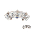 TITANIUM THREADLESS PRONG SET TRAPEZOID CZ 3-CLUSTER TOP