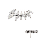 TITANIUM THREADLESS 6-CLUSTER MARQUISE CZ VINE LEAF TOP